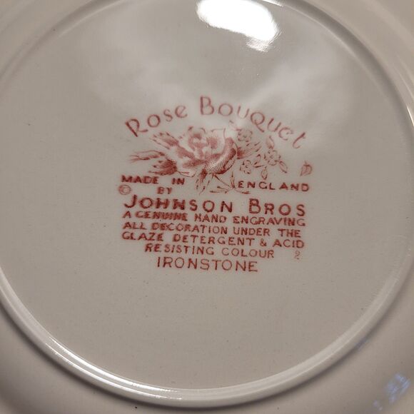 VTG Lot Of 4 Johnson Bros. Rose Bouquet Pink 6 1/4" Bread Plates Made In England - Picture 5 of 6